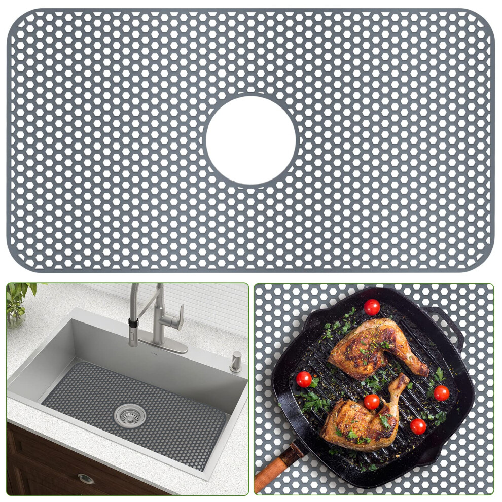 Silicone Sink Mat Toovem Kitchen Sink Mats 26x14 Sink Protectors for Kitchen Sink with Heat Resistant Flexible Stable for Bo