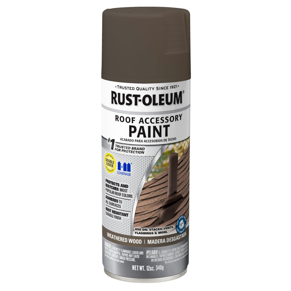 RustOleum 285217 Roofing Accessory Coating Spray  12 oz  Weathered Wood