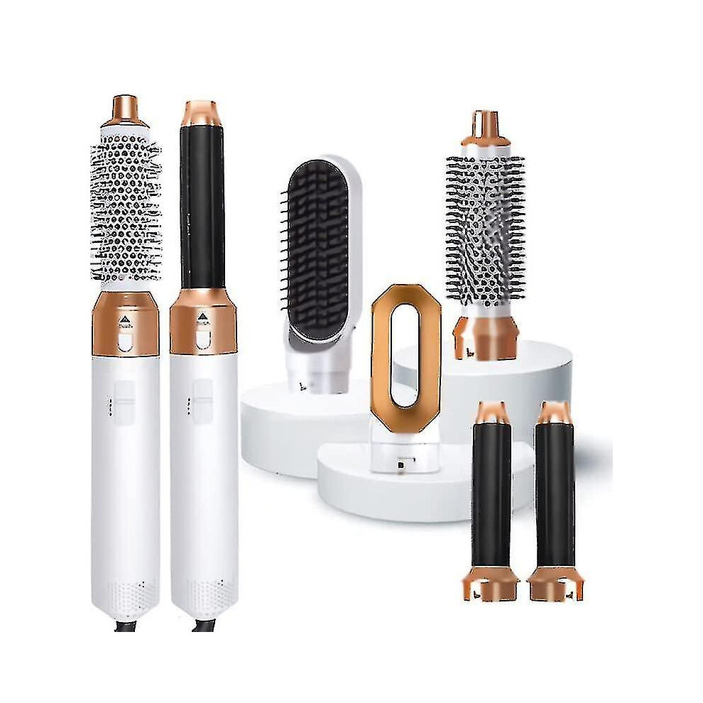 5 In 1 Hair Styler,hot Air Brush  Hair Dryer,straighteners Wrapper (white Gold)