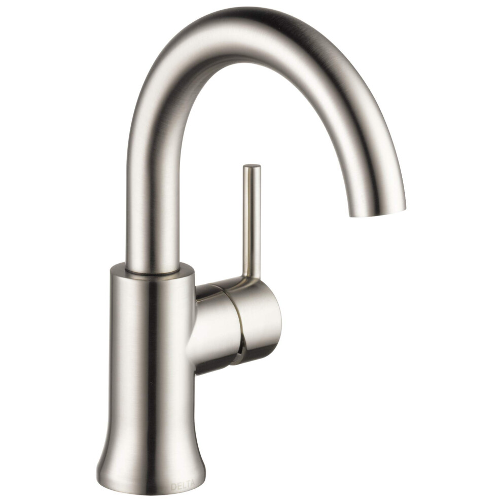 Photos - Tap Delta Faucet Trinsic Single Hole Swivel Spout Bathroom Faucet Brushed Nickel Bathroom Sink Faucet Single Handle Bathroom Fau 