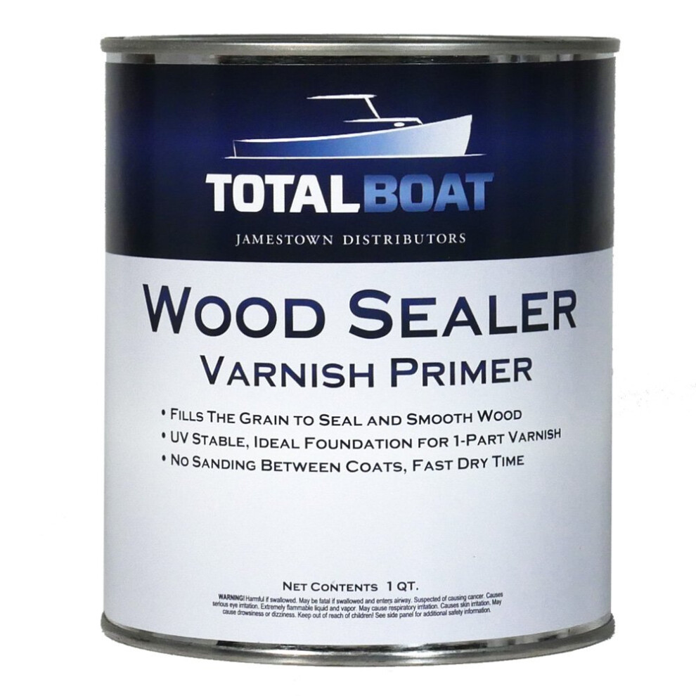 TotalBoat Wood Sealer  Marine Grade Sanding Sealer and Pre Varnish Primer for Boats and Wood Quart