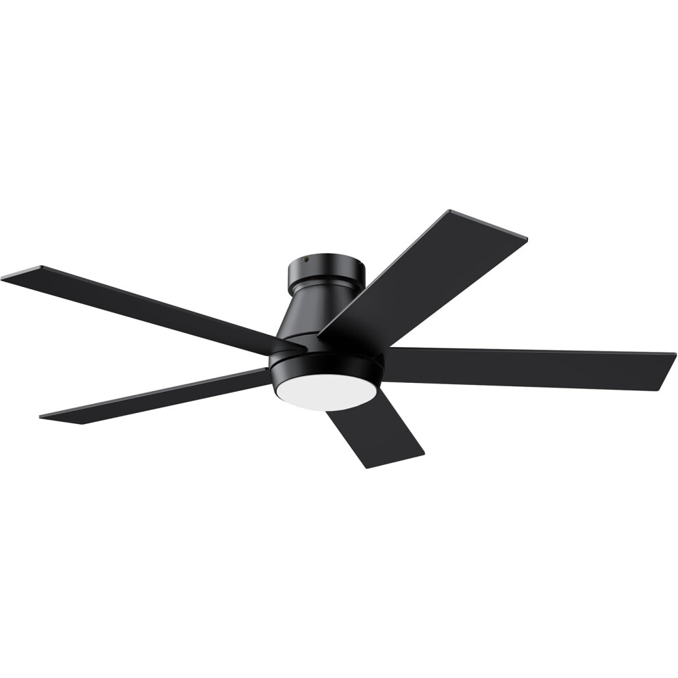 TCL 52 Ceiling Fan with Lights  Black Flush Mount Ceiling Fans  5 Blades Low Profile Ceiling Fans  6 Speeds DC Reversible  Dim