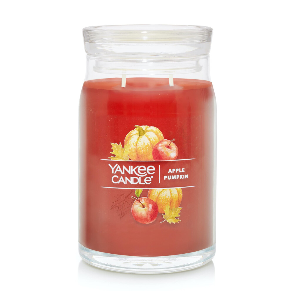 Yankee Candle Apple Pumpkin Scented  Signature 20oz Large Jar 2Wick Candle  Over 60 Hours of Burn Time