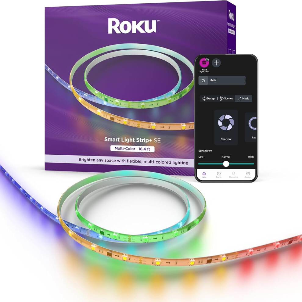 Roku Smart LED Light Strip  164ft  Color Options with Adjustable Brightness  Temperature  Peel  Stick WiFi Smart Strip Lig