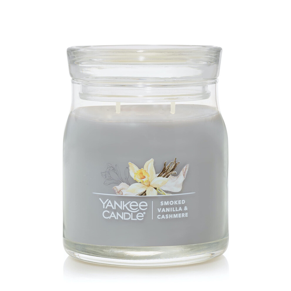 Yankee Candle Smoked Vanilla  Cashmere Scented  Signature 13oz Medium Jar 2Wick Candle  Over 35 Hours of Burn Time