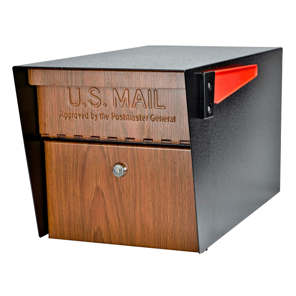 Mail Boss Curbside  Wood Grain 7510 Mail Manager Locking Security Mailbox  Steel  Black