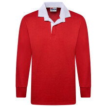 (Red, L) Men's Plain Rugby Long Sleeve Sports Jersey