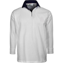 (White, L) Men's Plain Rugby Long Sleeve Sports Jersey