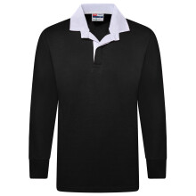 (Black, S) Men's Plain Rugby Long Sleeve Sports Jersey