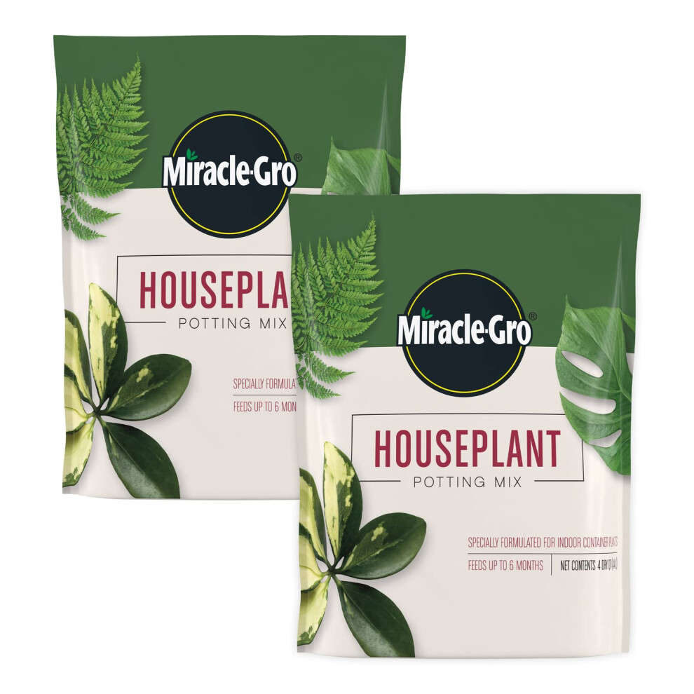 MiracleGro Houseplant Potting Mix  Fertilized Soil  Designed to be Less Prone to Gnats  4 qt 2Pack