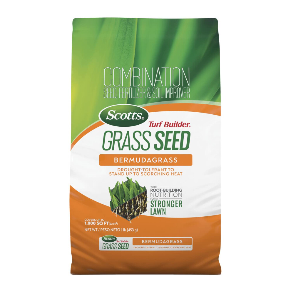 Scotts Turf Builder Grass Seed Bermudagrass with Fertilizer and Soil Improver  DroughtTolerant  1 lb