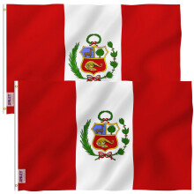 Anley Pack of 2 Fly Breeze 3x5 Foot Peru Flag - Vivid Color and Fade proof - Canvas Header and Double Stitched - Peruvian National Flags Polyester wi