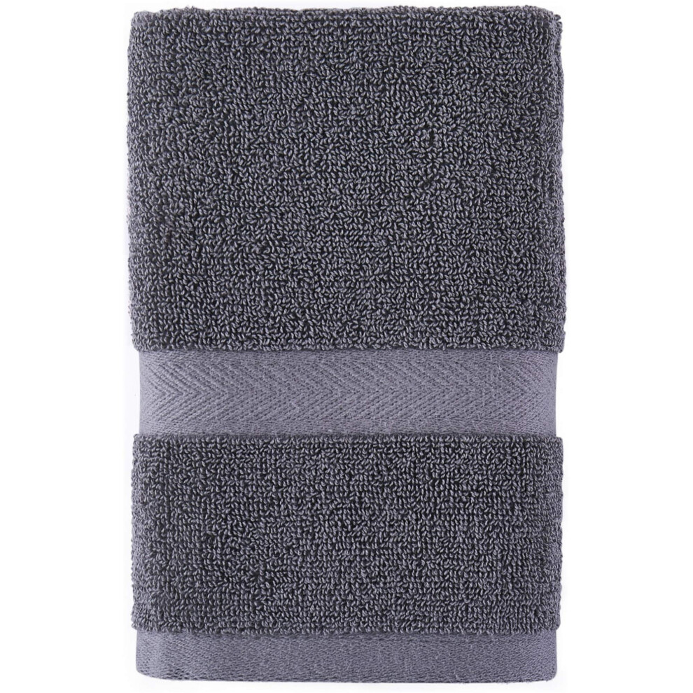 Tommy Hilfiger Modern American Solid Hand Towel  15 X 27 Inches  100 Cotton 574 GSM Steel Grey