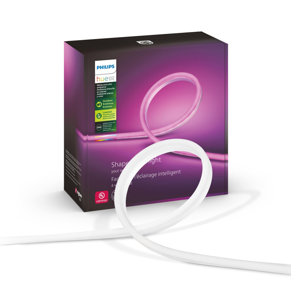 Philips Hue Outdoor 7Foot Smart LED Light Strip  White and Color Ambiance  1 Pack  Requires Hue Bridge  Weatherproof  Cont