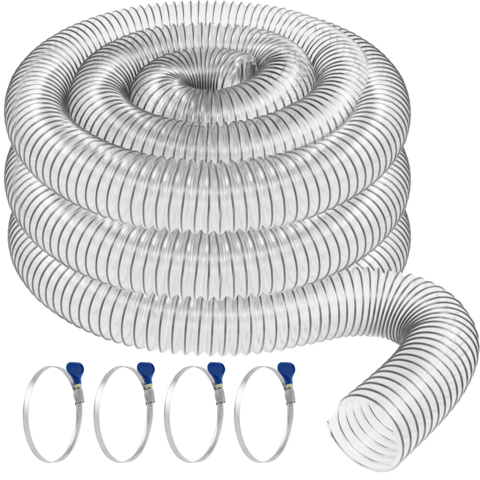 PVC Dust Collection Hose 2 12 x 20 Made in USA with 4 Thumbscrew Clamp  Puncture Resistant PVC Dust Collection Hose with Carb