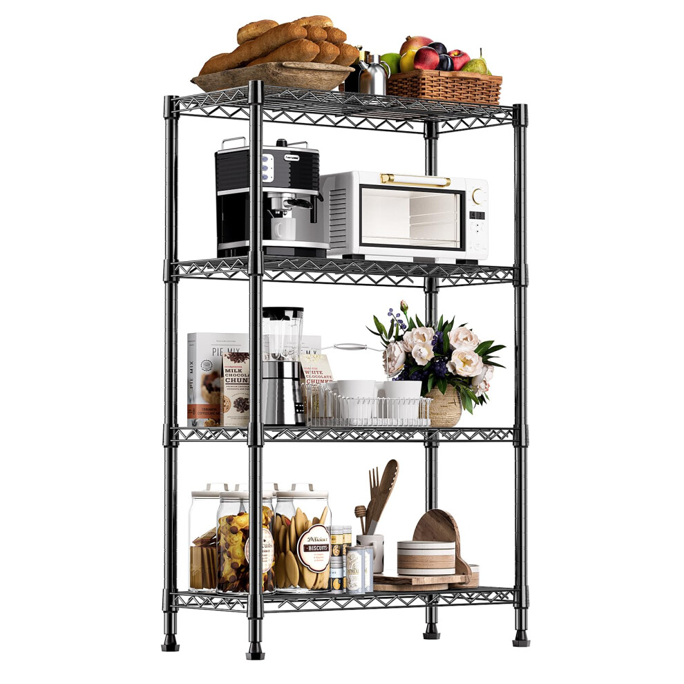 Mzg Storage Shelving Steel Heavy Duty 4Tier Utility Shelving Unit Steel Organizer Wire Rack For Home Kitchen Office 137 D X 840025133068
