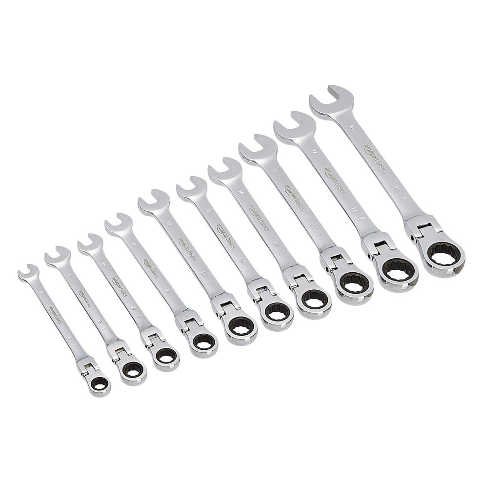 Amazon Basics Flexible Gear Ratcheting Wrench Set  10 Pieces