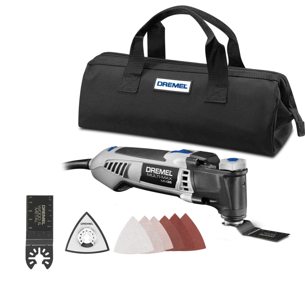 Dremel MultiMax MM3502 35 Amp Variable Speed Corded Oscillating Multi Tool Kit with 8 Accessories and Storage Bag  Ideal for