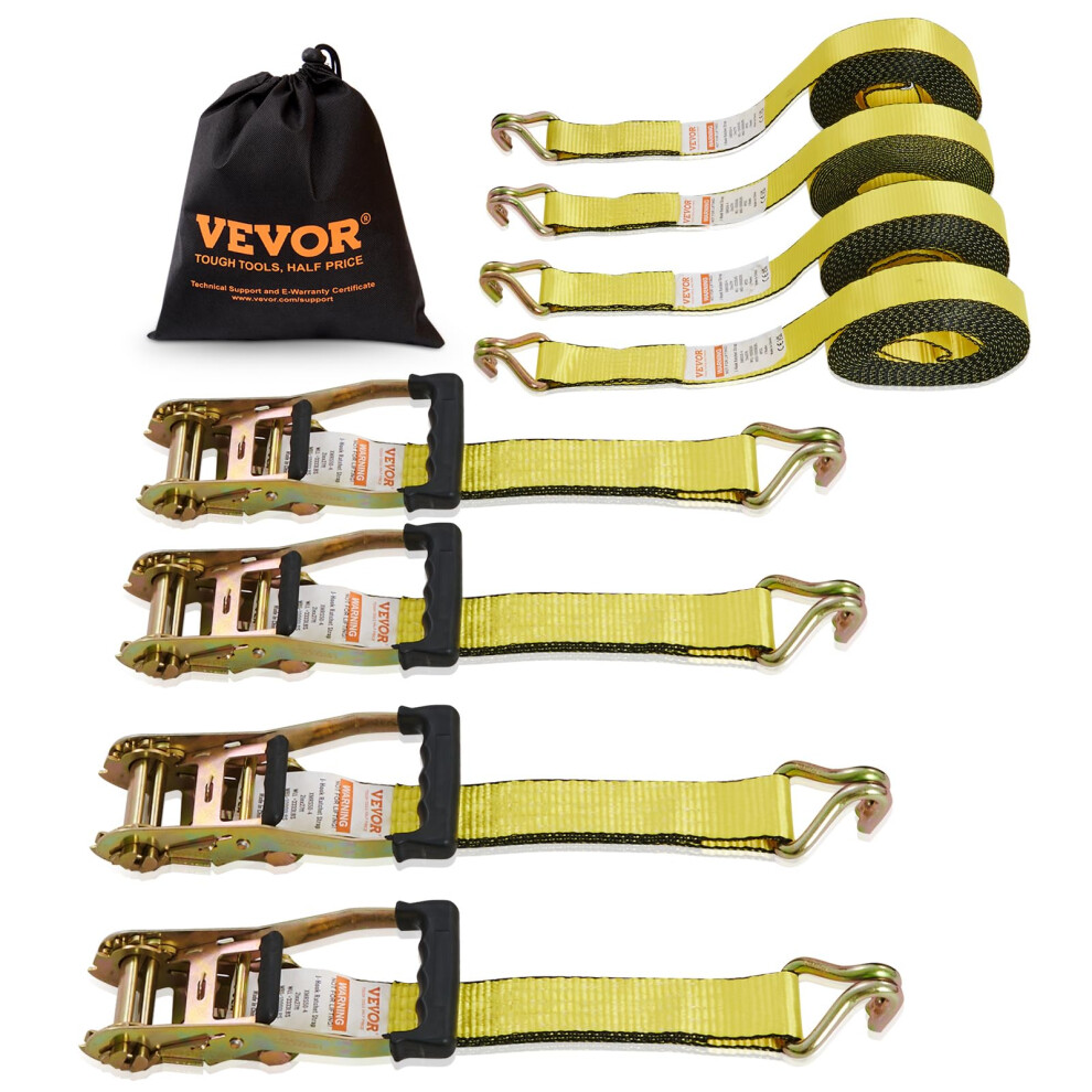 VEVOR Ratchet Tie Down Straps 4PK  10000lbs Breaking Strength 2  27 Heavy Duty Tie Down Straps with J Hook  Padded Handles