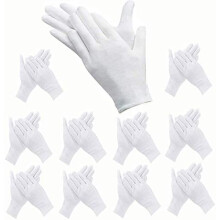 24 Pcs White Gloves ADOPLX 12 Pairs Cotton Gloves Safety Work Gloves Stretchable Lining Glove Checking Serving Moisturizing