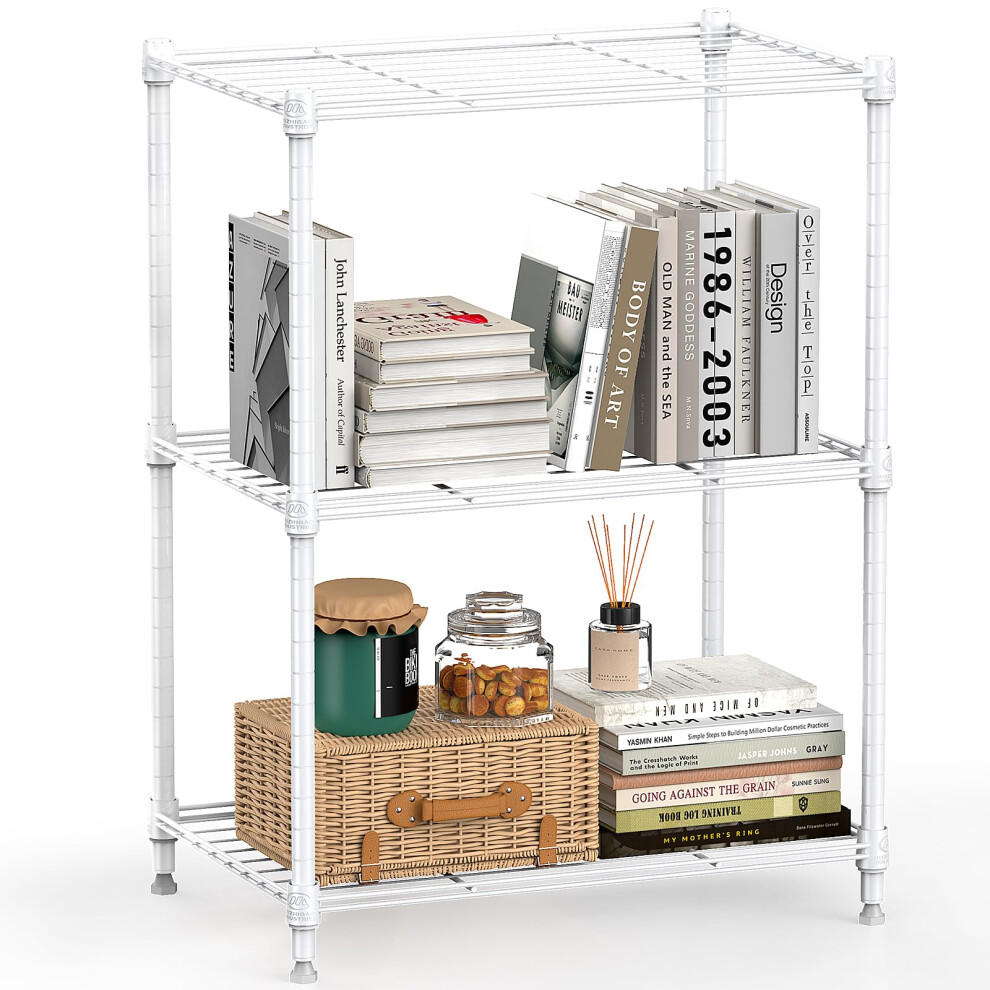 Mzg 450 Lbs Wire Storage Shelving 3Tier Utility Shelving Unit Steel Organizer Wire Rack For Home Kitchen Office White 118 D 840025133129