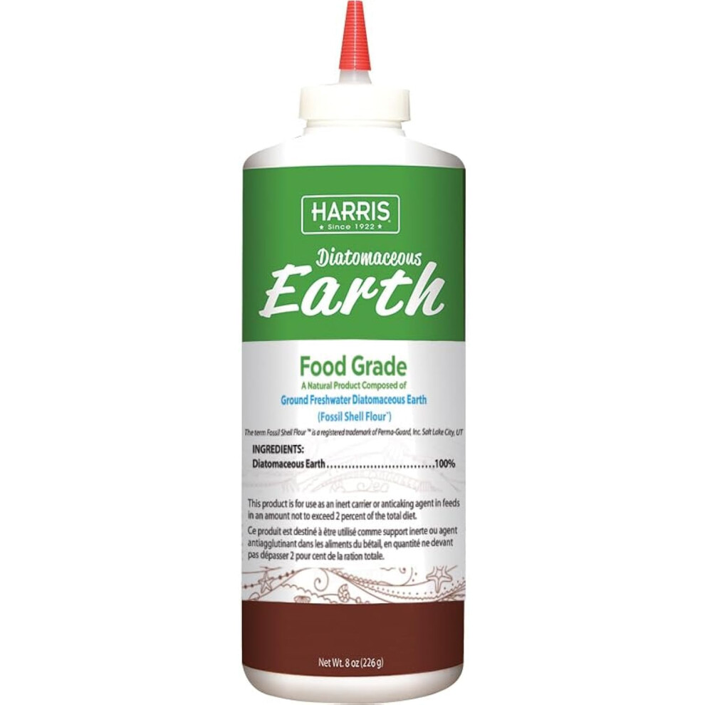 Harris Diatomaceous Earth Food Grade Half Pound With Easy Application Puffer Tip