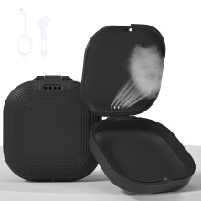 (Black) Retainer Case With Vent Holes,slim Aligner Case Night Mouthguard Case With Retainer Removal Tool And Brush