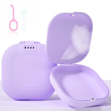(Purple) Retainer Case With Vent Holes,slim Aligner Case Night Mouthguard Case With Retainer Removal Tool And Brush