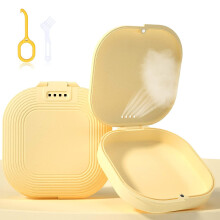 (Yellow) Retainer Case With Vent Holes,slim Aligner Case Night Mouthguard Case With Retainer Removal Tool And Brush