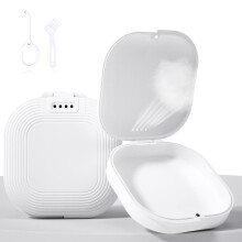 (White) Retainer Case With Vent Holes,slim Aligner Case Night Mouthguard Case With Retainer Removal Tool And Brush