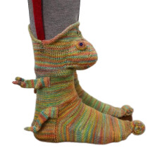 (Chameleon) Unisesx Xmas Knitted Animal Pattern Socks Funky Mid Calf Socks