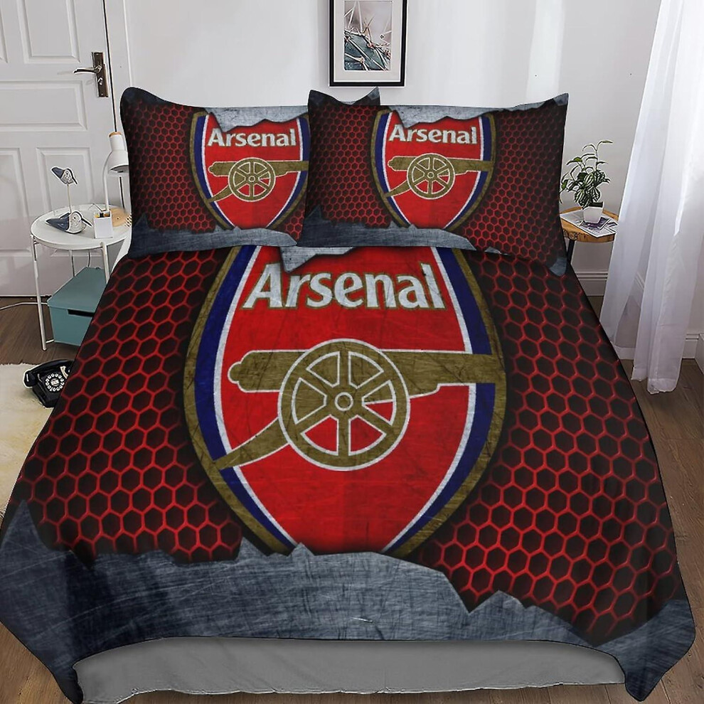 (King 240*220cm) Arsenal Duvet Cover Set Football Fan Gift Bedding 3 Piece Set