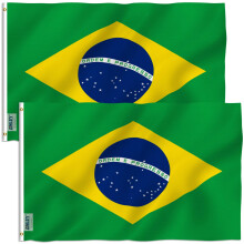 Anley Pack of 2 Fly Breeze 3x5 Foot Brazil Flag - Vivid Color and Fade proof - Canvas Header and Double Stitched - Brazilian National Flags Polyester