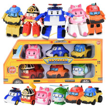 Korean Animation Cartoon Robocar Poli Transformation Robot Car Toys Set