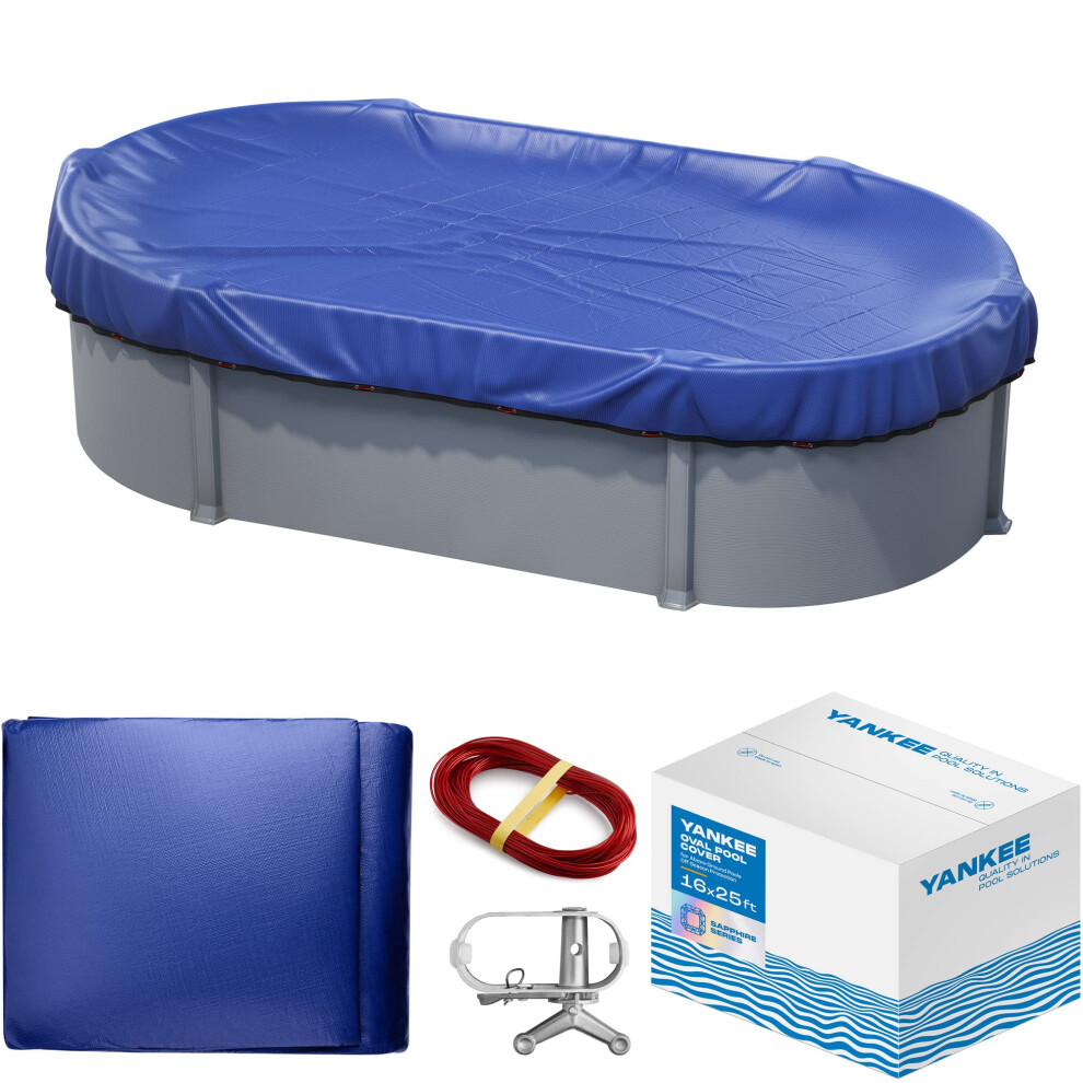 Yankee Pool Cover for Oval Pool  16 x 25ft  Oval Winter Pool Cover for Above Ground Pools  Extra Thick  Durable  UVResista