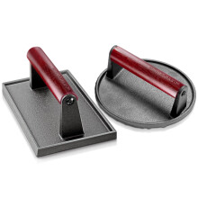 Presse à Bacon en Fonte 7" Ronde & Rectangulaire 8"x4" - Presse à Viande pour Bacon, Steak, Burgers
