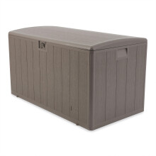 Plastic Development Group 130 Gallon Multipurpose Outdoor Backyard Patio Storage Deck Box Container with Soft Close Lid Gray