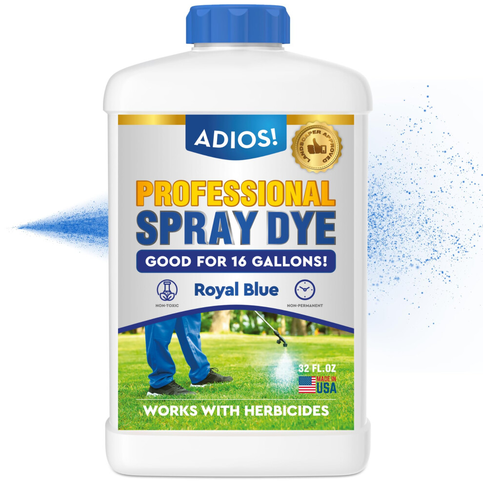 Adios Professional Blue Spray Dye Marker  Makes 64 Gallons of Indicator for Grass and Lawn Care  Safe for Mixing 32oz