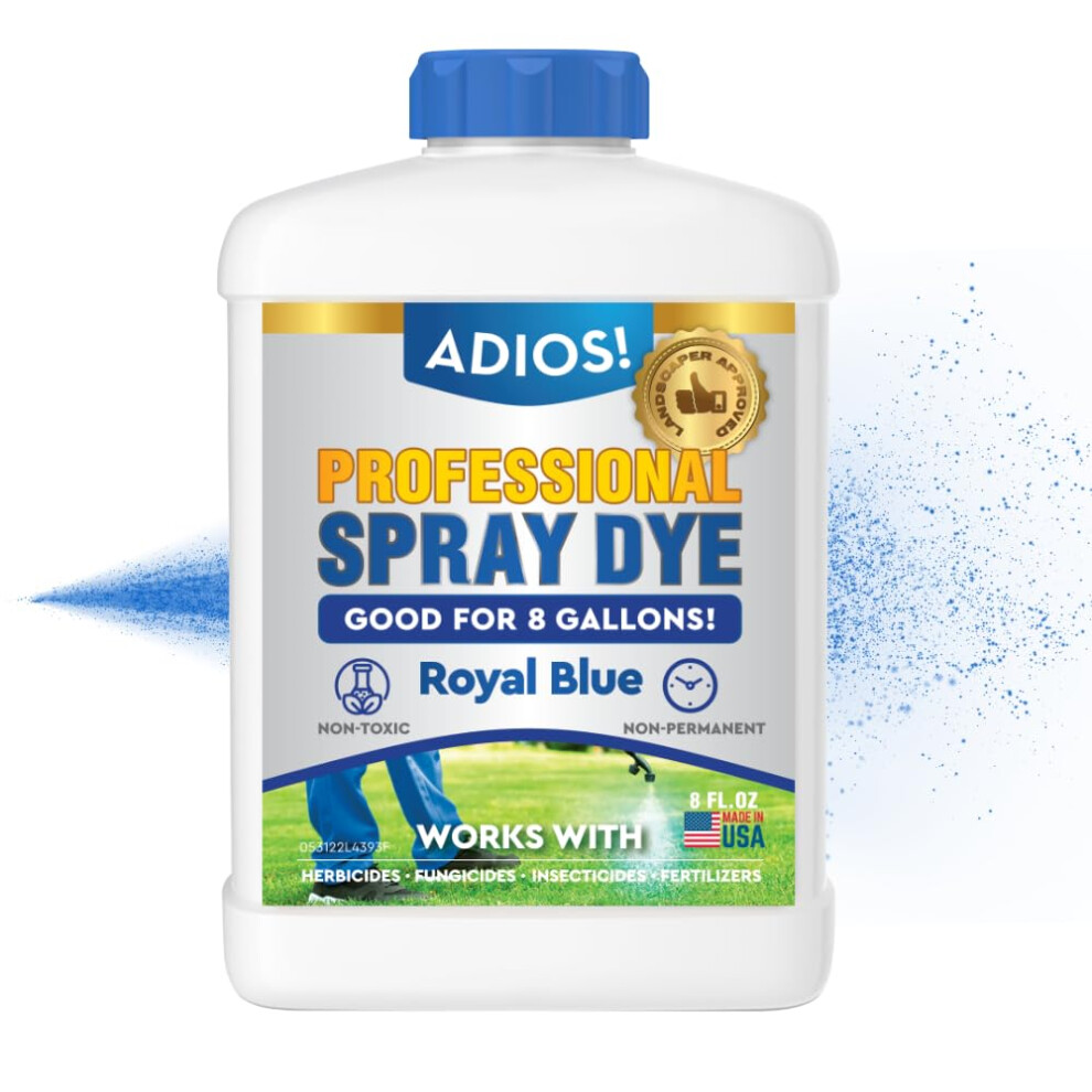 Adios Professional Blue Spray Dye Marker  Makes 16 Gallons of Indicator for Grass and Lawn Care  Safe for Mixing 8oz