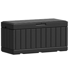 Greesum 82 Gallon Resin Deck Box Large Outdoor Storage for Patio Furniture Garden Tools Pool Supplies Weatherproof and UV Res