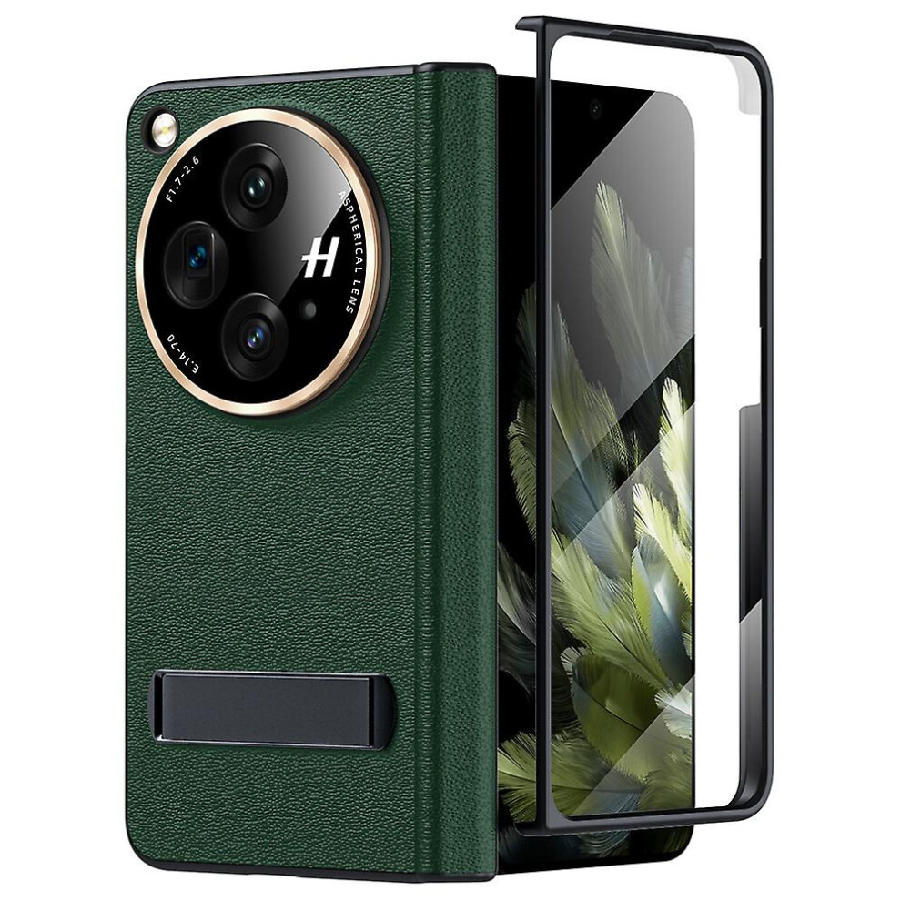 (Green) Genuine Leather ,Full Body Hinge Protection Case For Oneplus Open Built-In Screen Protector Green 7364070204083