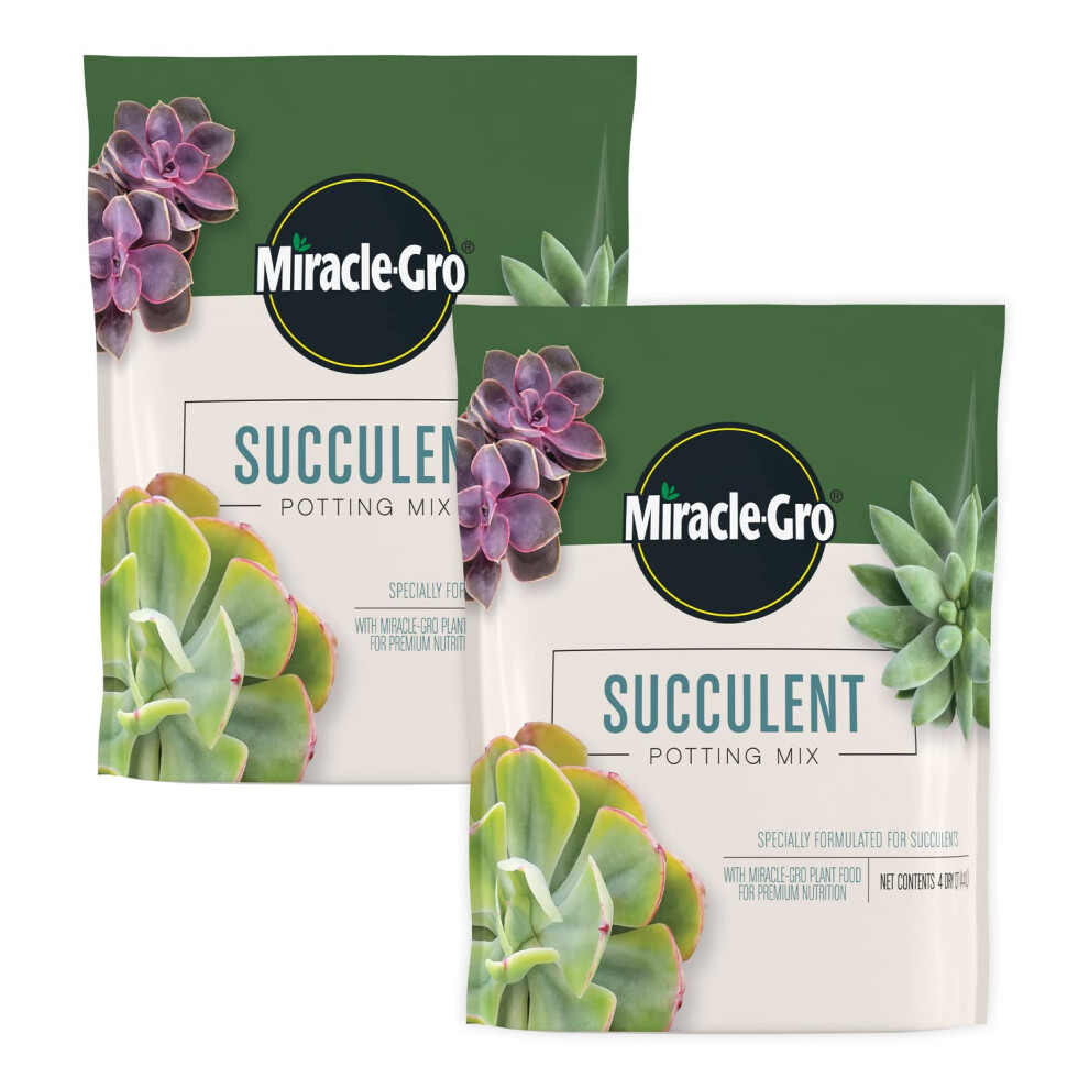 MiracleGro Succulent Potting Mix  Fertilized Soil with Premium Nutrition for Indoor Succulents  4 qt 2Pack