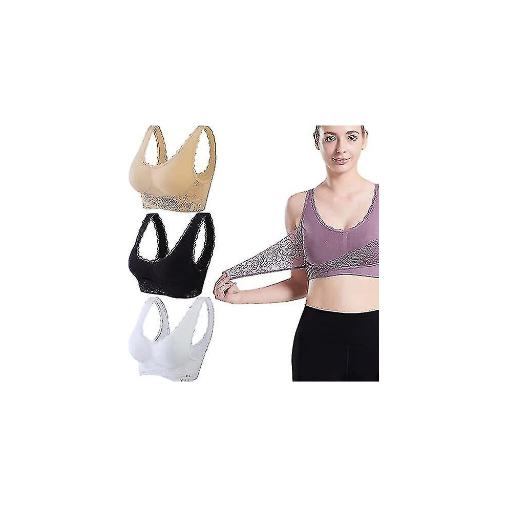 3Pcs Tourmaline Shaping & Powerful Lifting Bra, Tourmaline Shaping Wireless Bra, Front Cross Side Buckle Lace Lifting Bra-image