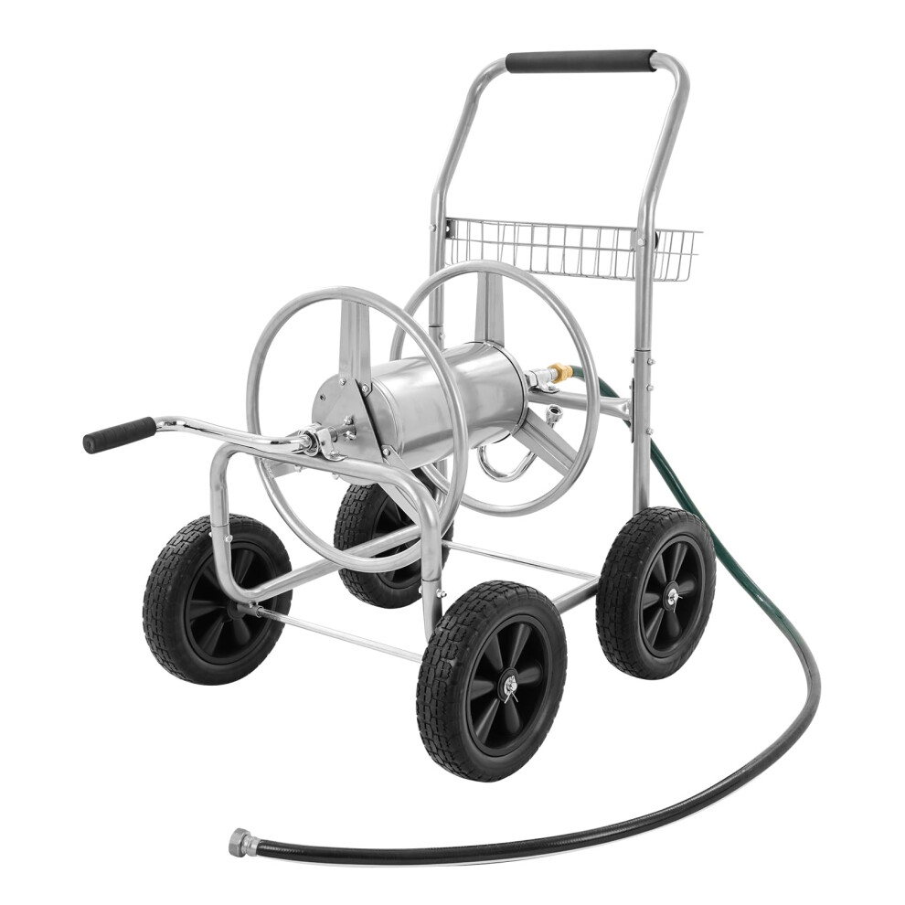 VEVOR Hose Reel Cart  Hold Up to 250 ft of 58 Hose  Garden Water Hose Carts Mobile Tools with 4 Wheels  Heavy Duty Powdercoate