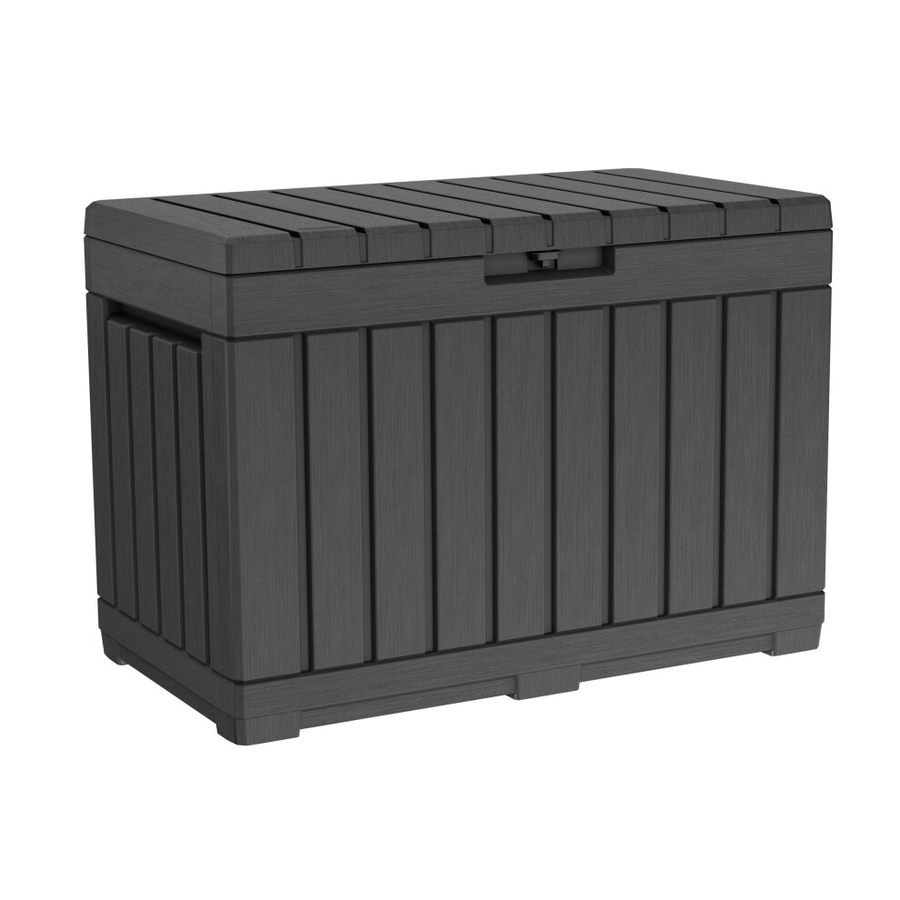 Keter Kentwood 50 Gallon Resin Deck Boxorganization And Storage For Patio Cushions Throw Pillows And Garden Tools Dark/Grey
