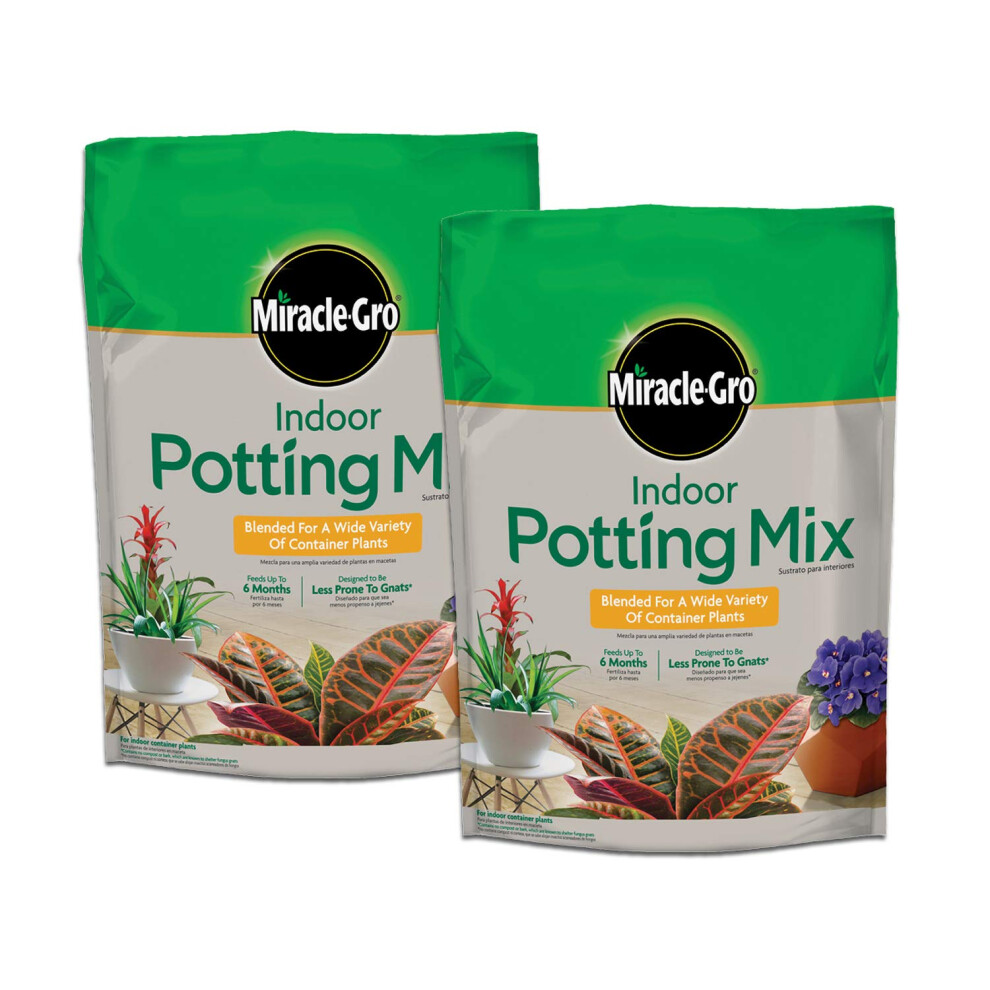 MiracleGro Indoor Potting Mix  Blended for a Variety of Houseplants  Feeds for up to 6 Months  6 qt  2Pack