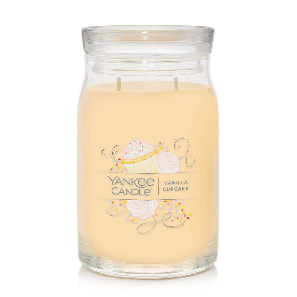 Yankee Candle Vanilla Cupcake Scented  Signature 20oz Large Jar 2Wick Candle  Over 60 Hours of Burn Time