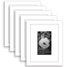 Americanflat 6x8 Picture Frame with Polished Plexiglass Set of 5 Use as 3x5 Frame with Mat or 6x8 Frame Without Mat Galler