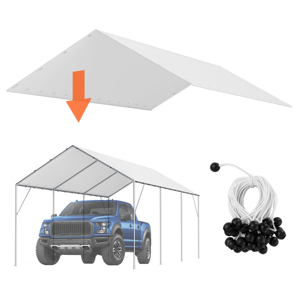 VEVOR Carport Replacement Canopy 10x20 Cover Heavy Duty  Garage Top Tent Shelter Tarp Waterproof  UV Protected  Easy Installat