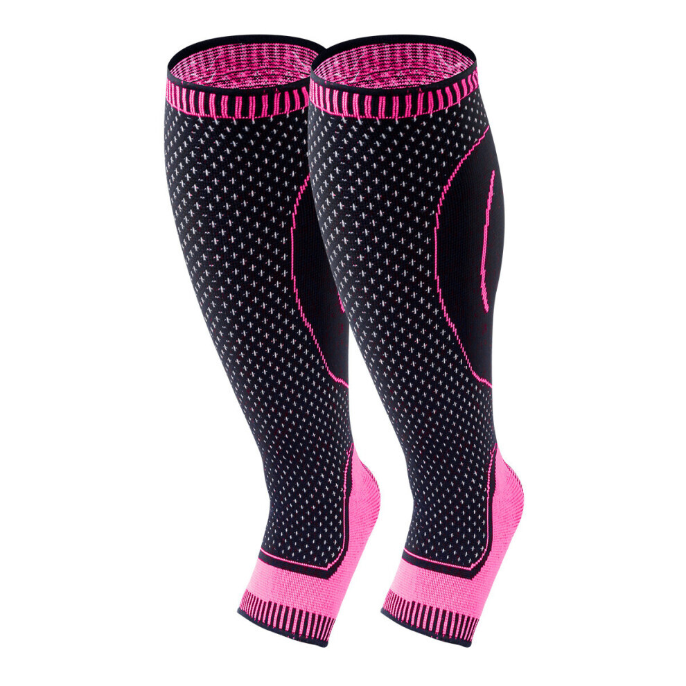 Black/Pink (#1-1Pair -, L) (-Grey, L) Calf Leg Gym Compression Sleeve Sock Shin Splint Support Wrap Brace Pain Relief